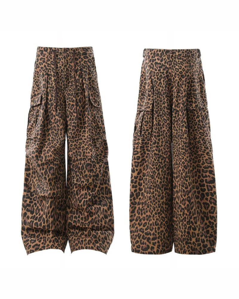 Streetwear Unisex Loose-Fit Cargo Leopard Jeans - Image 6