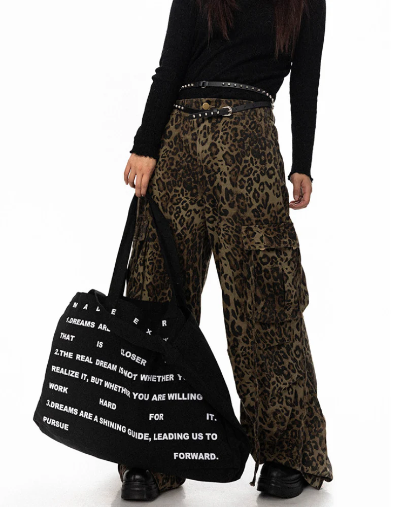 Streetwear Women’s High-Waist Cargo Leopard Jeans - Image 7