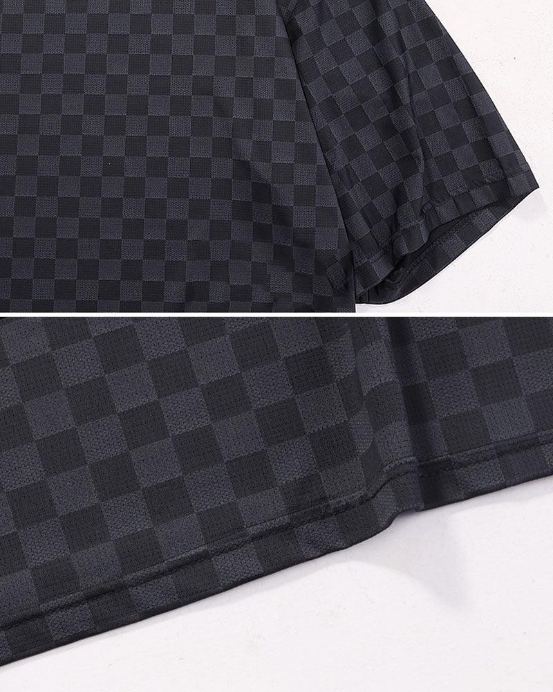 Oversize Summer Holidays Ice Silk Checkerboard T-Shirt - Image 10