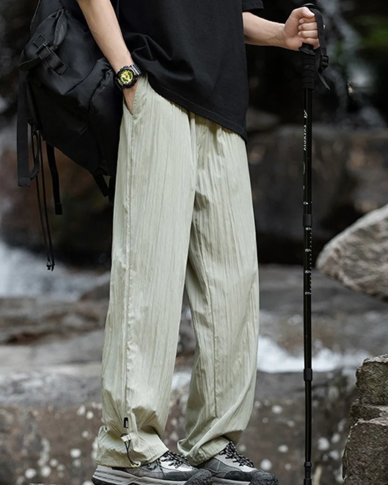 Summer Outdoor Ice Silk Pleated Drape Hiking Pants - Image 9