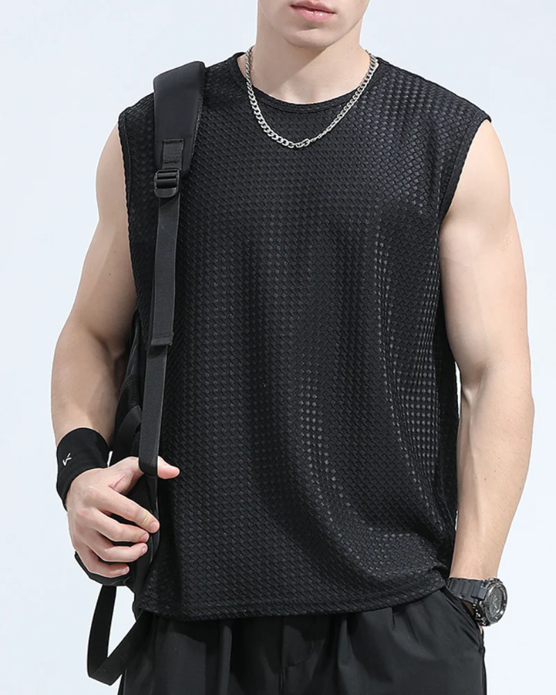 Summer Sport Ice Silk Sleeveless Muscle T-Shirt - Image 3