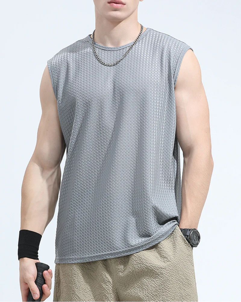 Summer Sport Ice Silk Sleeveless Muscle T-Shirt - Image 4