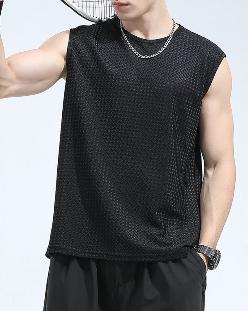 Summer Sport Ice Silk Sleeveless Muscle T-Shirt - Image 6