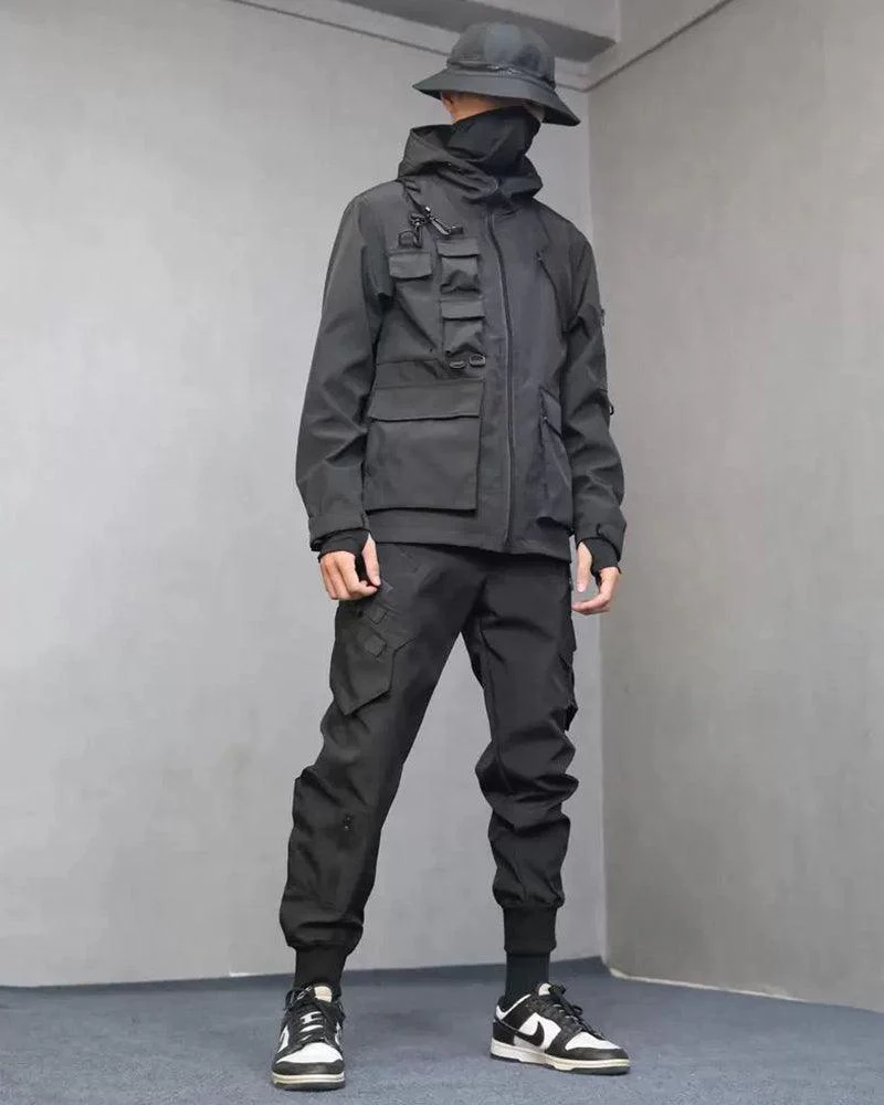 Techwear Airborne Multi-Pocket Black Cargo Pants - Image 6