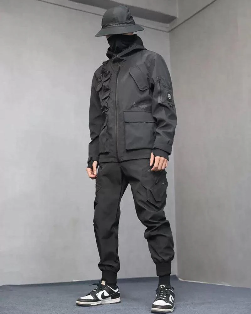 Techwear Airborne Multi-Pocket Black Cargo Pants - Image 7