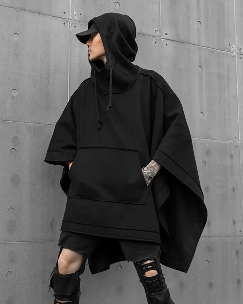 Techwear Batwing Loose Hooded Cape - Image 5