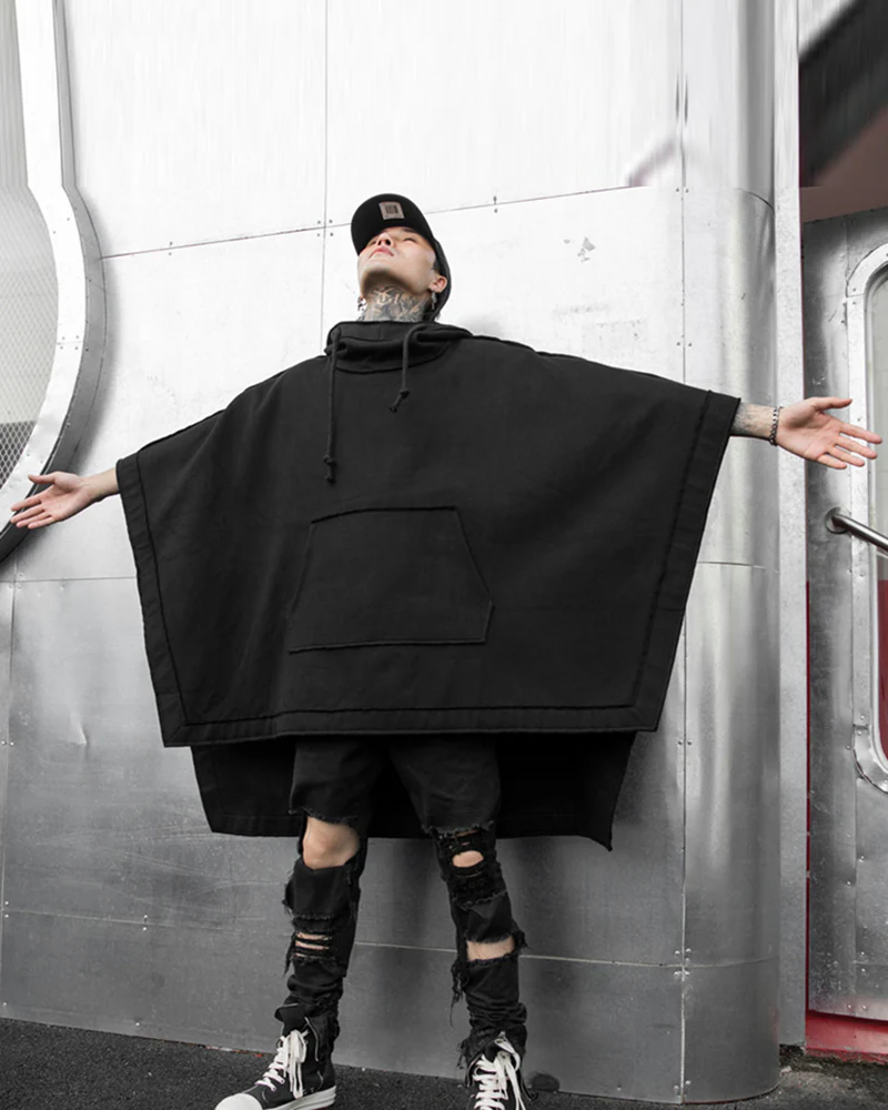Techwear Batwing Loose Hooded Cape - Image 7