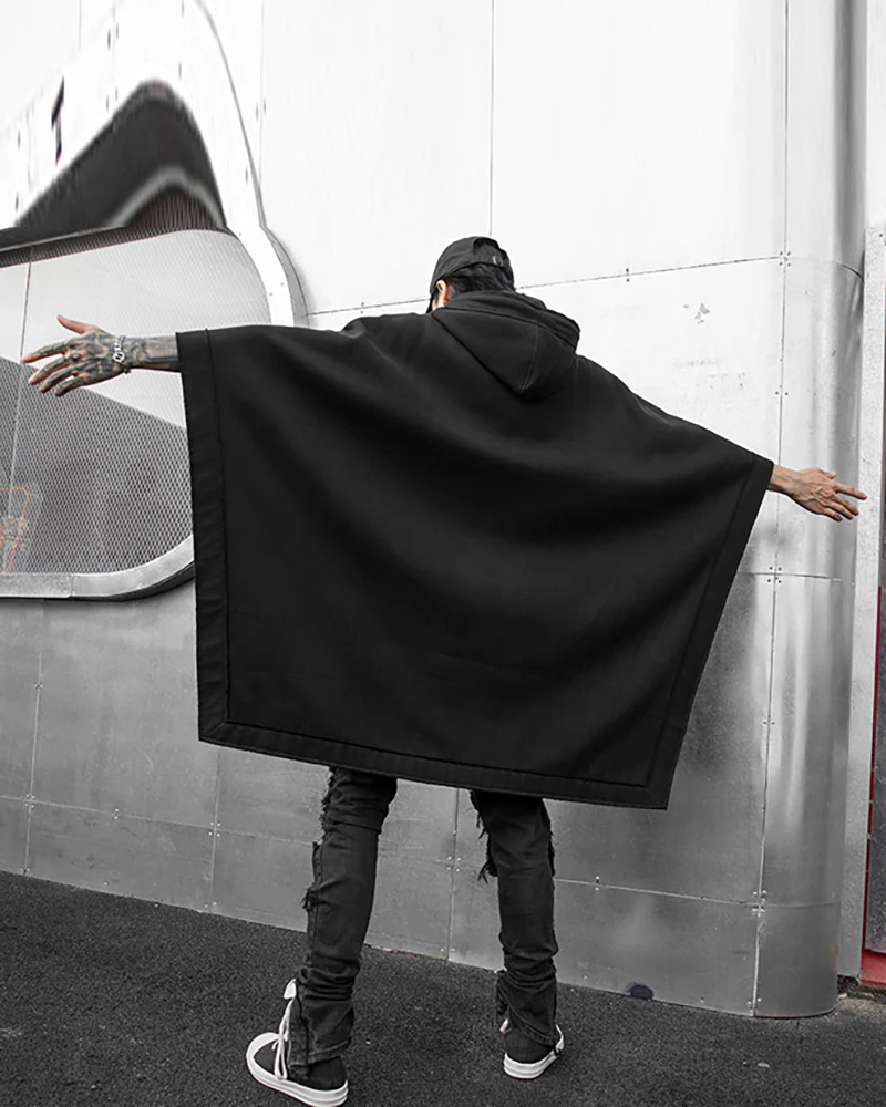 Techwear Batwing Loose Hooded Cape - Image 8