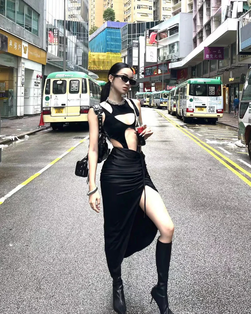Techwear Black Cut-out Bodysuit - Image 7