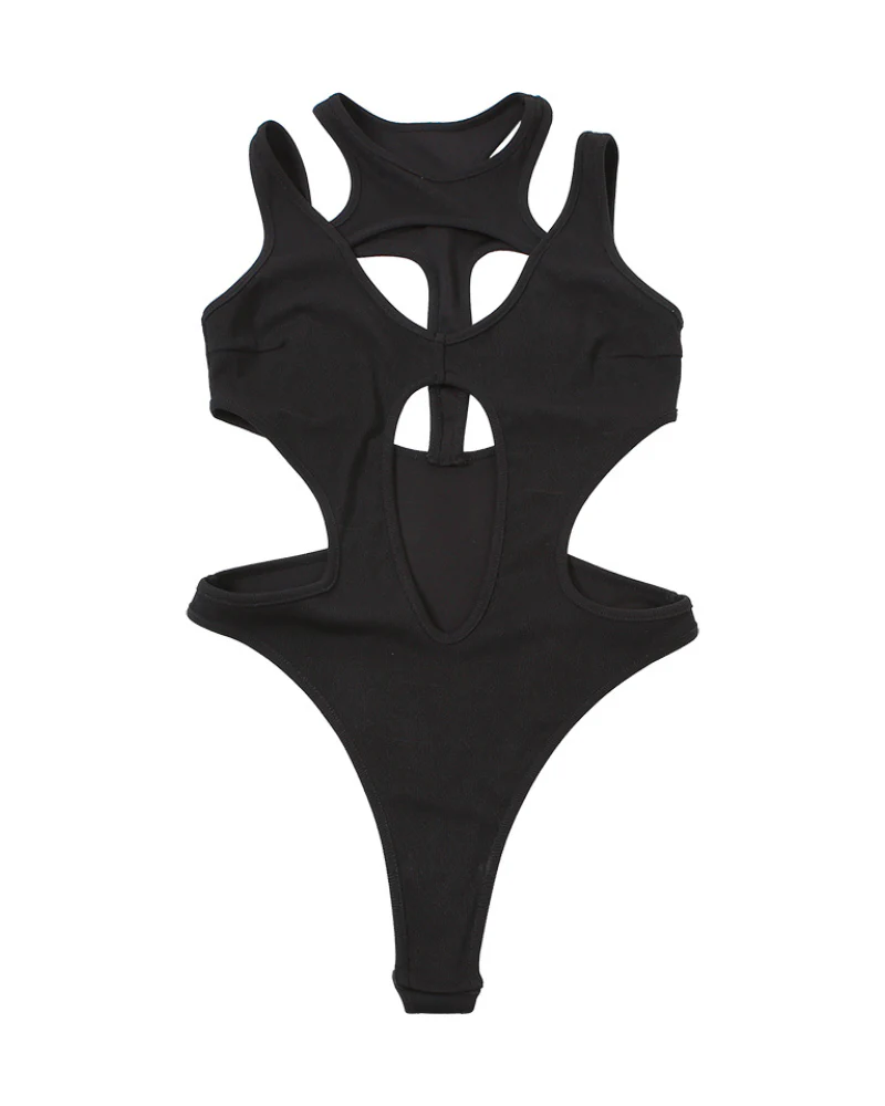 Techwear Black Cut-out Bodysuit - Image 8