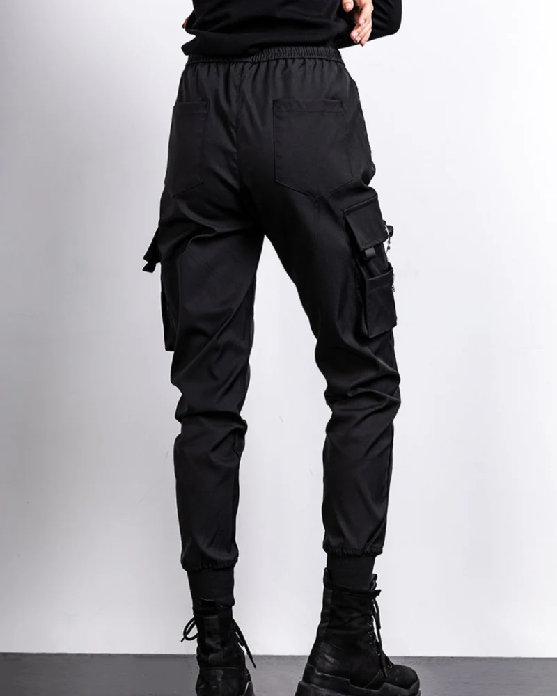 Techwear Black Slim Women Cargo Pants - Image 6