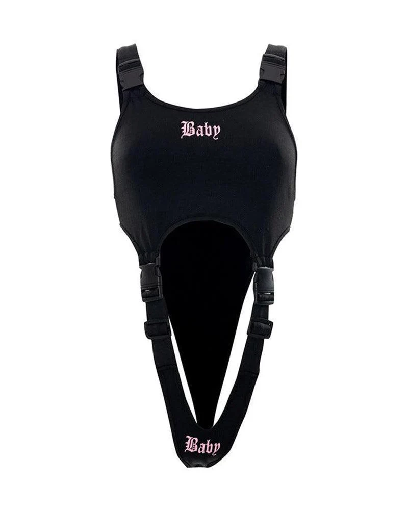 Techwear Buckle Strap Cut Out Bodysuit - Image 10
