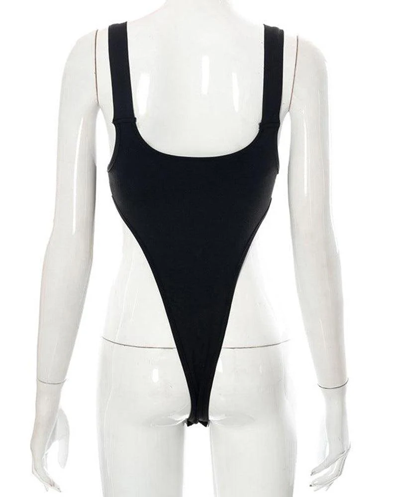 Techwear Buckle Strap Cut Out Bodysuit - Image 13