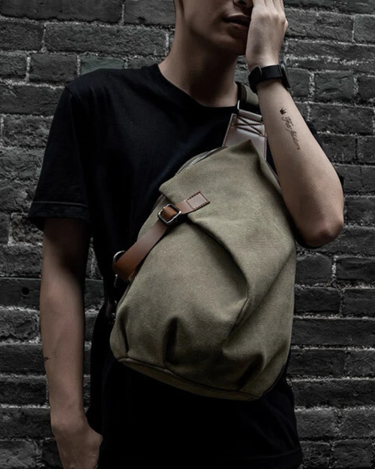 Techwear Canvas Sling Backpack - Image 7