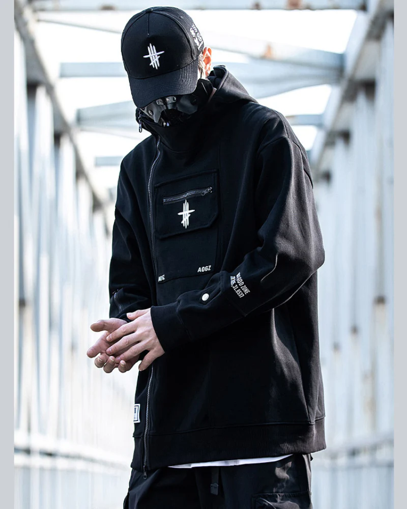 Techwear Cardigan Unisex Zip Up Hoodie - Image 3