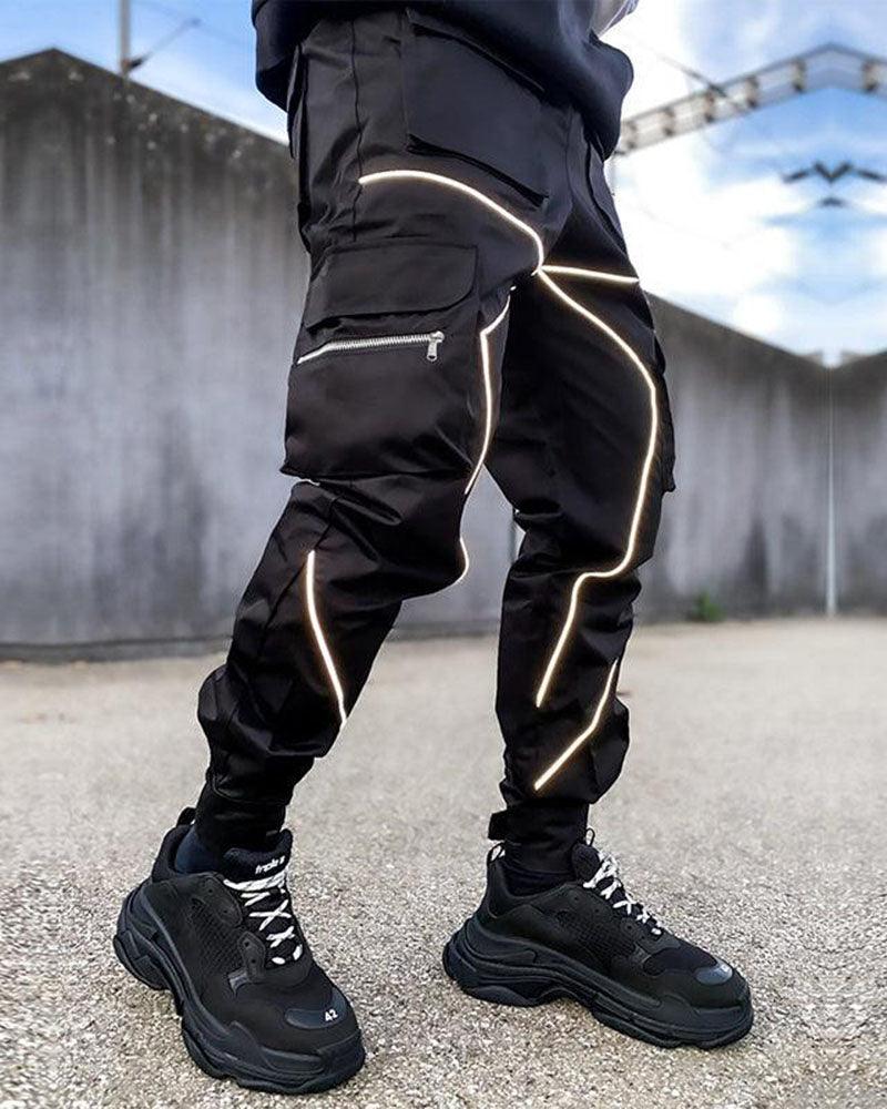 Techwear Combat Reflective Black Cargo Pants - Image 10