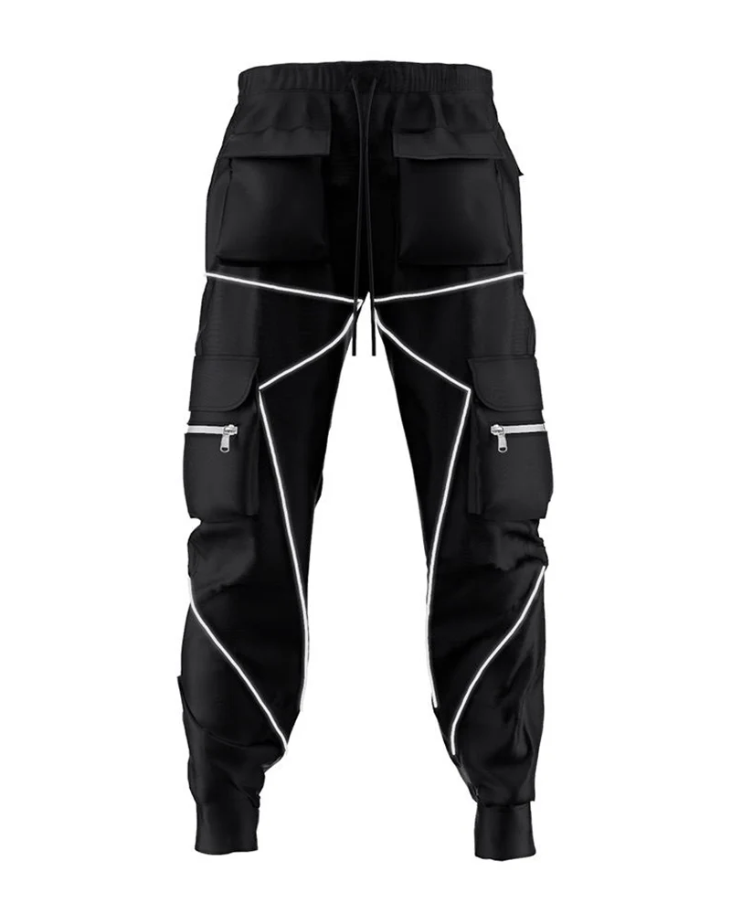 Techwear Combat Reflective Black Cargo Pants - Image 3
