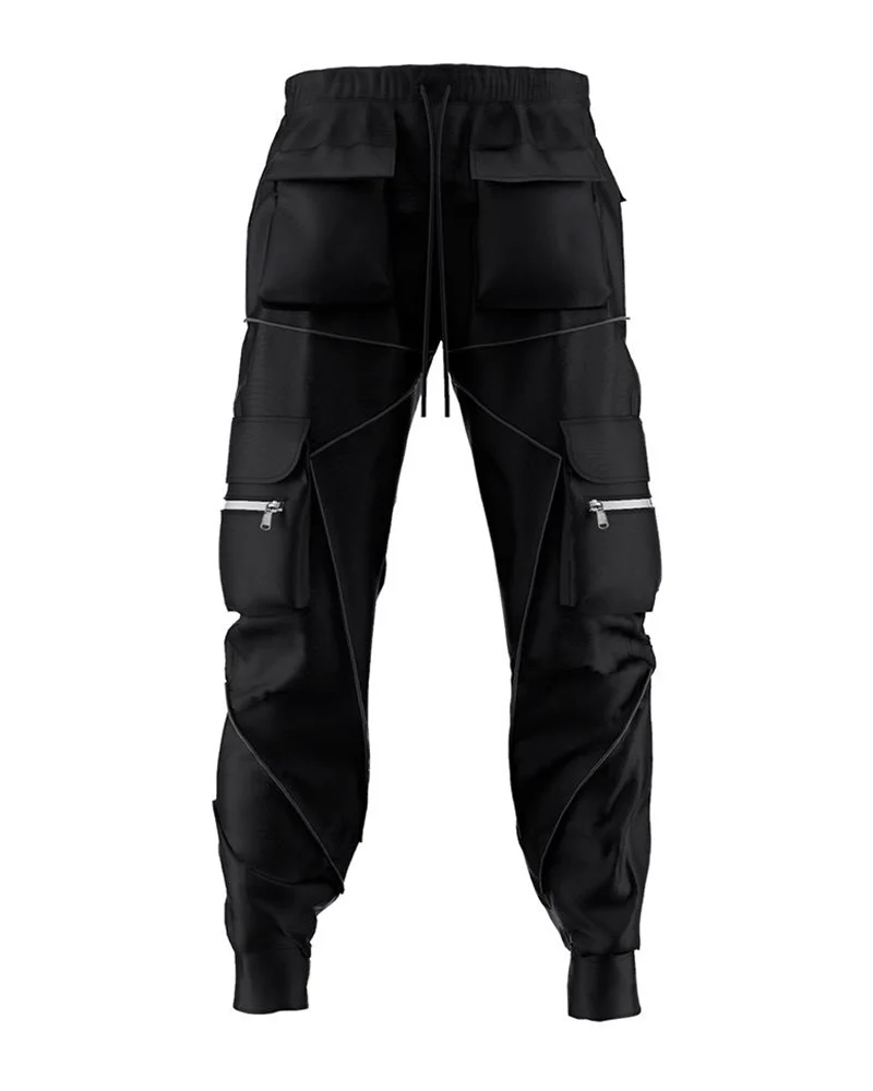 Techwear Combat Reflective Black Cargo Pants - Image 8