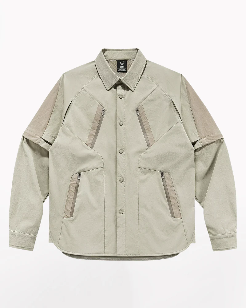Techwear Contrast-Paneled Detachable Long-Sleeve Shirt - Image 3