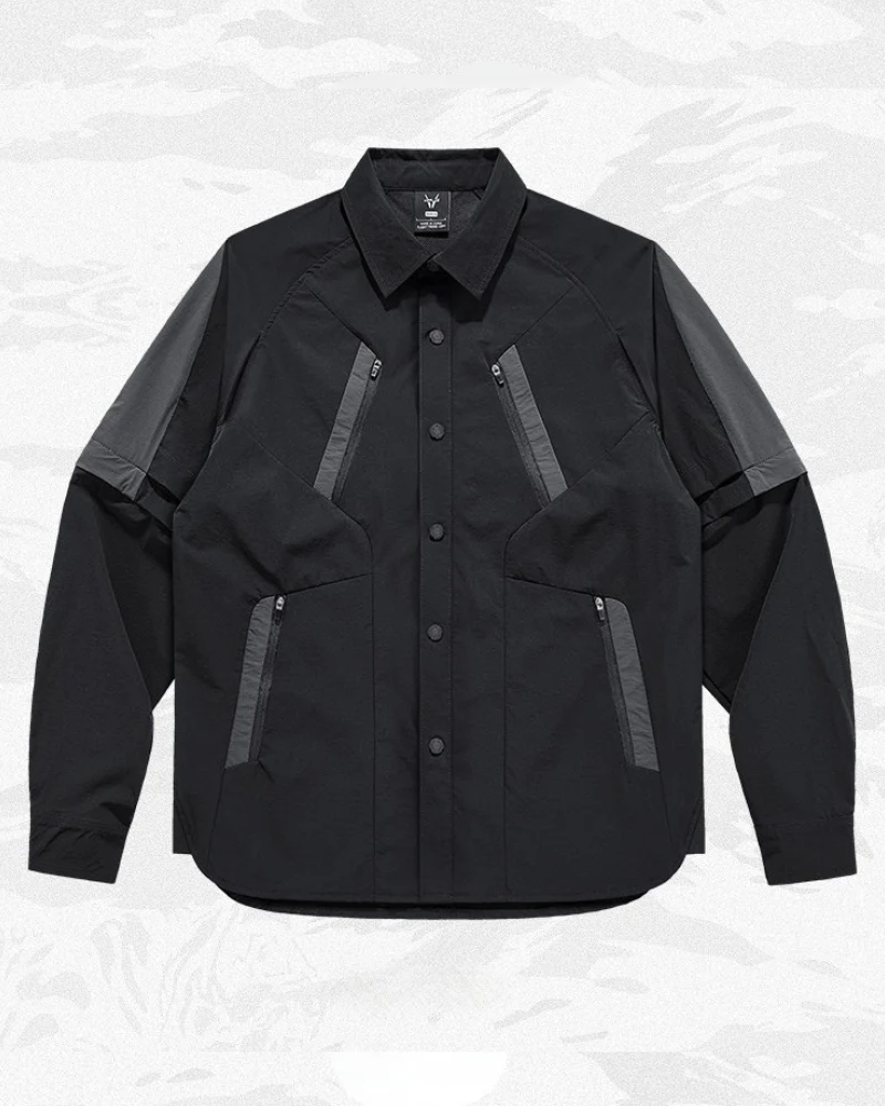 Techwear Contrast-Paneled Detachable Long-Sleeve Shirt - Image 4