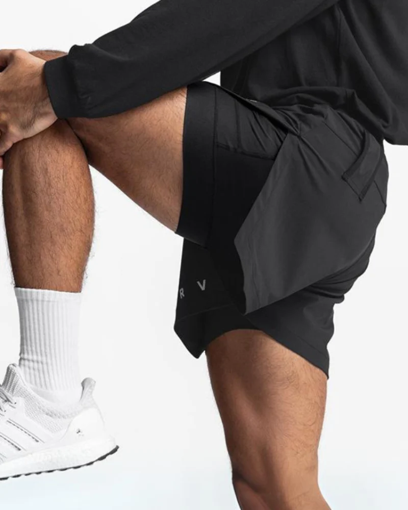 Techwear Double-Layer Mens Workout Shorts - Image 2