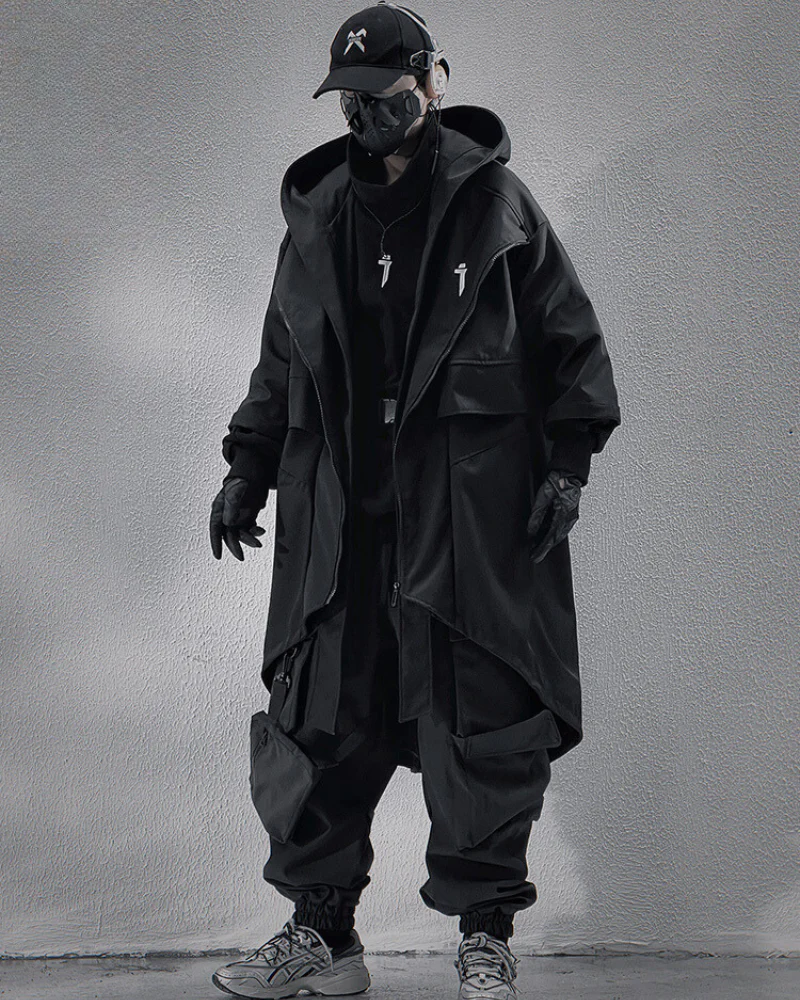 Techwear Fake Two-piece Mid-sleeve Unisex Coat - Image 12