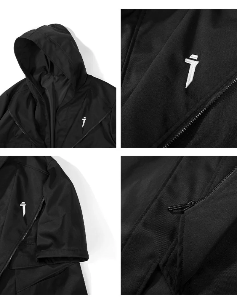 Techwear Fake Two-piece Mid-sleeve Unisex Coat - Image 13