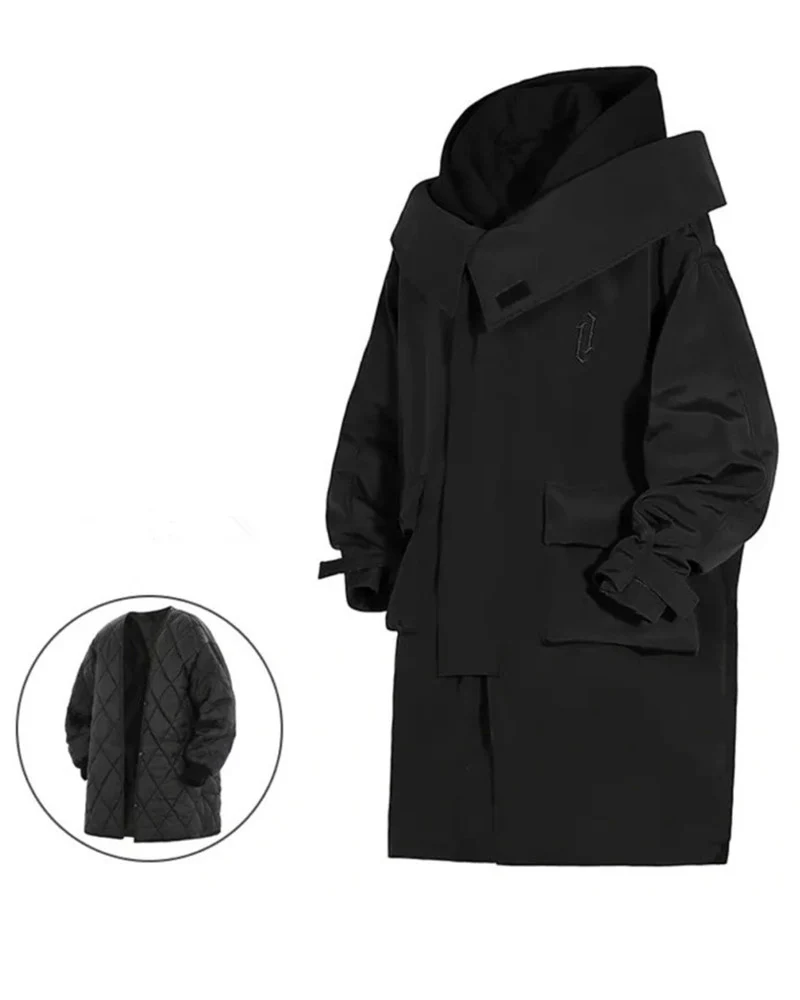 Techwear Fake Two-piece Utility Long Coat - Image 10