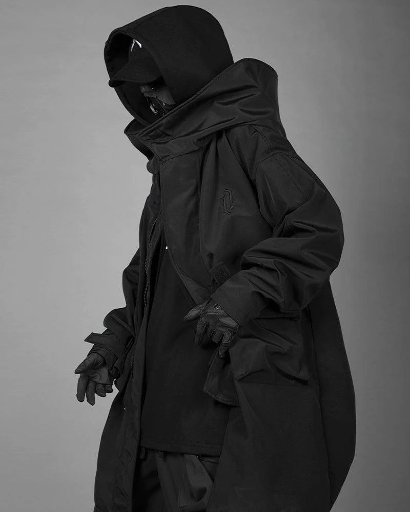Techwear Fake Two-piece Utility Long Coat - Image 11