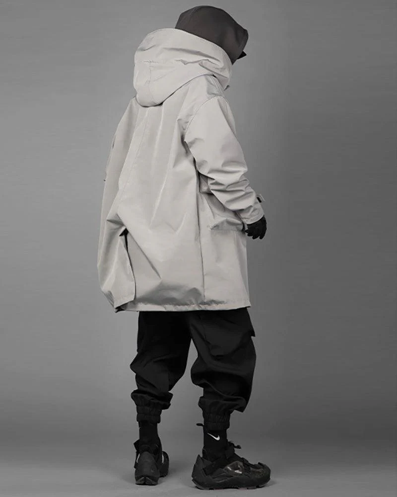 Techwear Fake Two-piece Utility Long Coat - Image 15