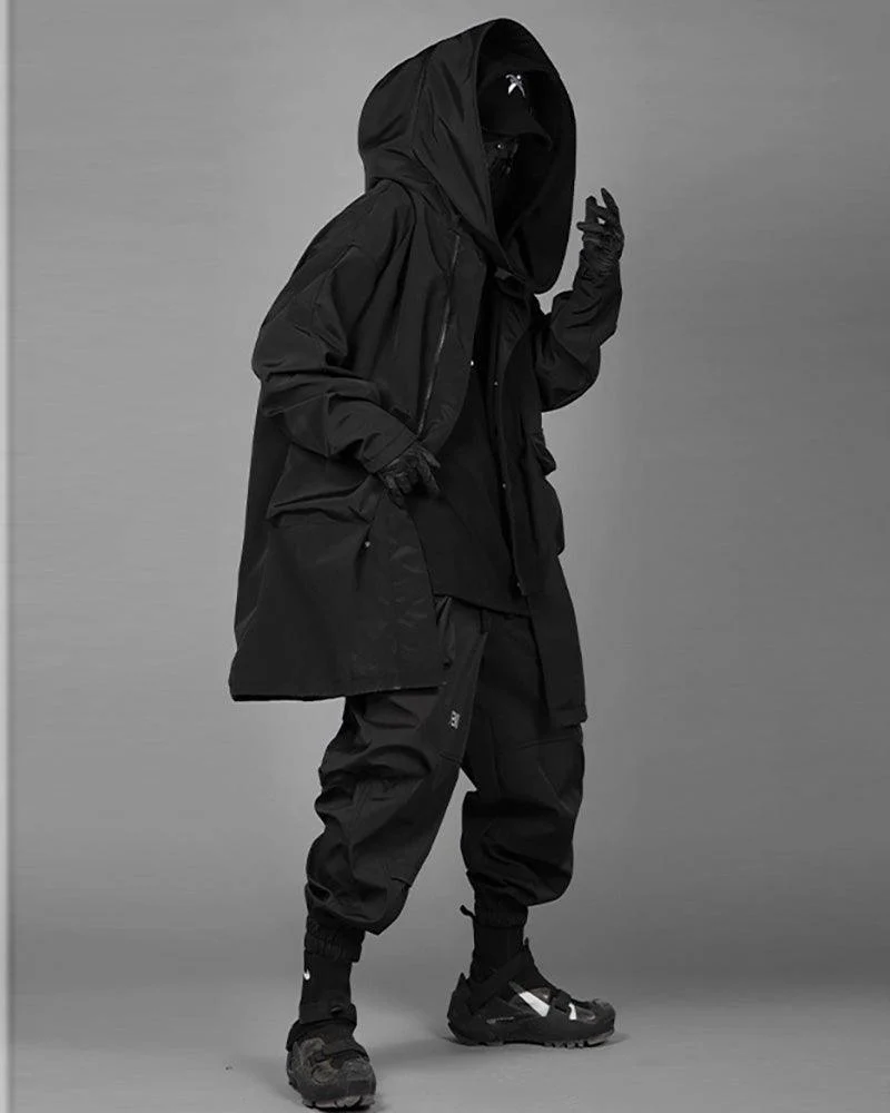 Techwear Fake Two-piece Utility Long Coat - Image 16