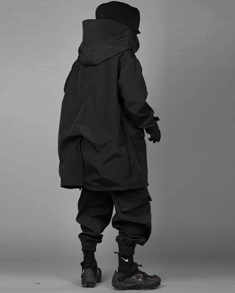 Techwear Fake Two-piece Utility Long Coat - Image 17