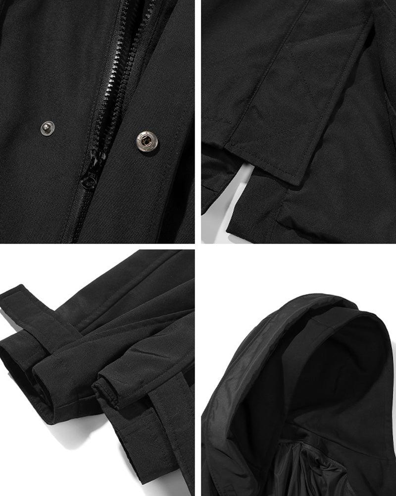Techwear Fake Two-piece Utility Long Coat - Image 18