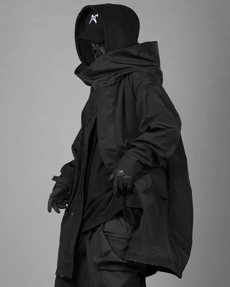 Techwear Fake Two-piece Utility Long Coat - Image 5