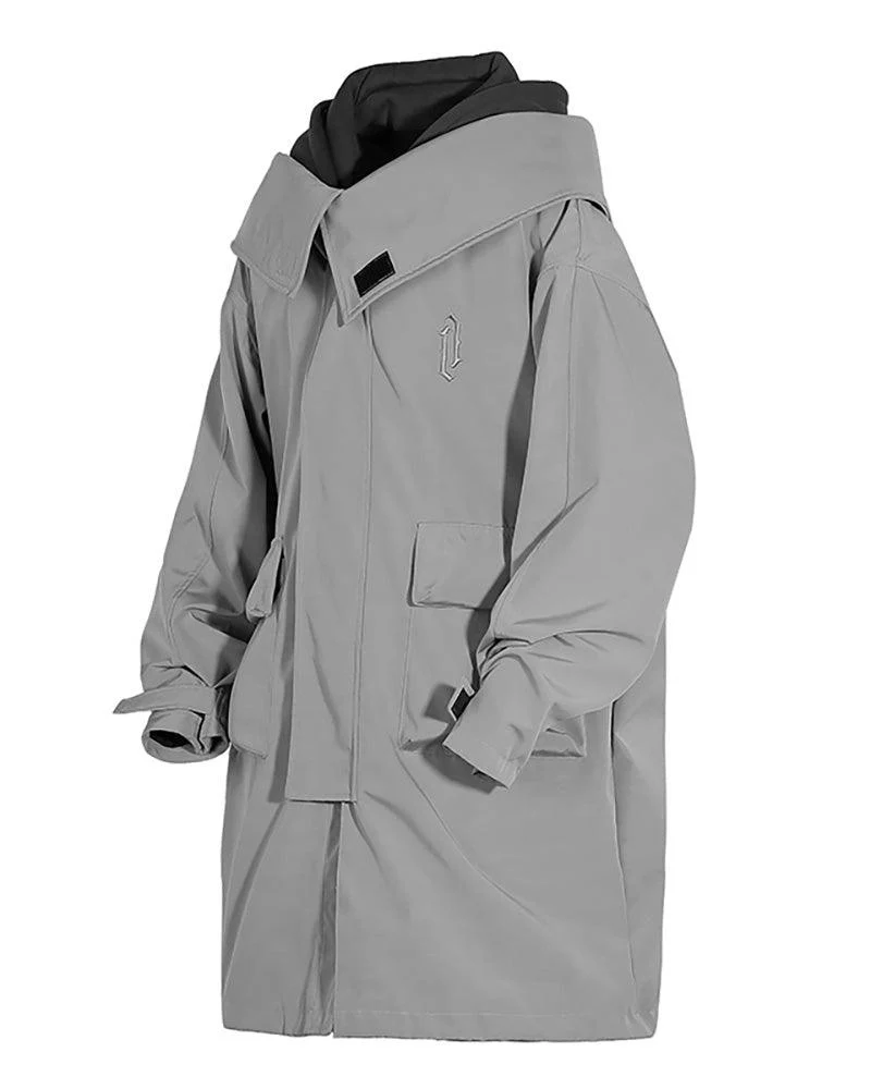 Techwear Fake Two-piece Utility Long Coat - Image 7
