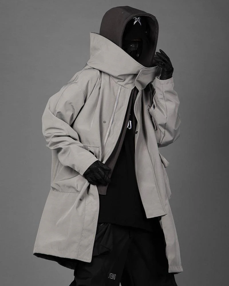 Techwear Fake Two-piece Utility Long Coat - Image 8