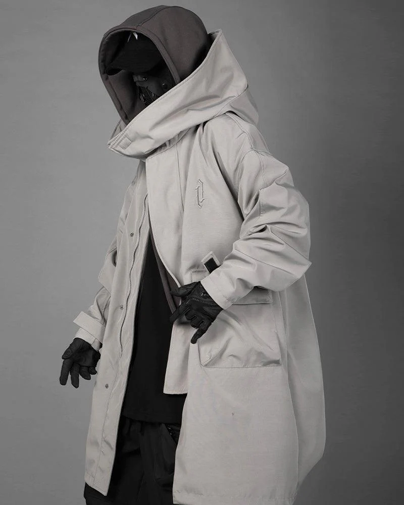 Techwear Fake Two-piece Utility Long Coat - Image 9