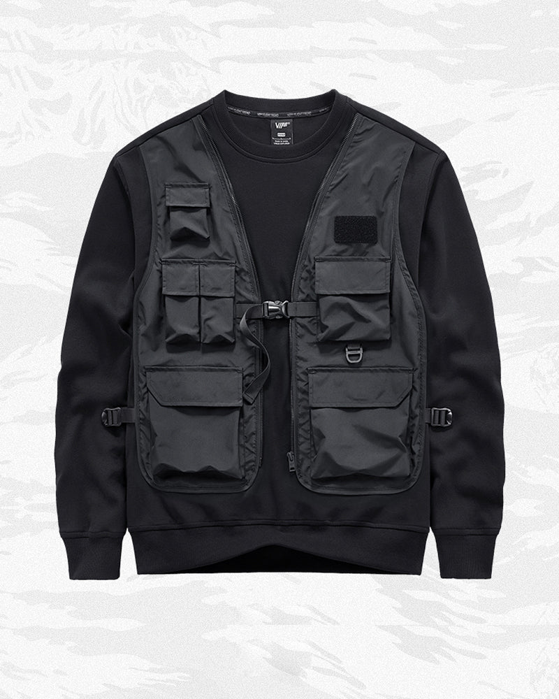 Techwear Fake Two Vest Tactical Sweatshirt - Image 4