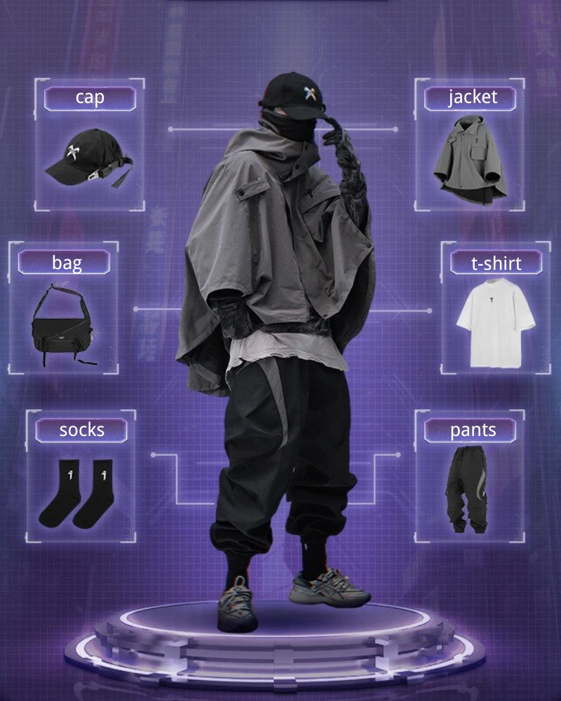 Techwear Functional Cape Jacket - Image 11