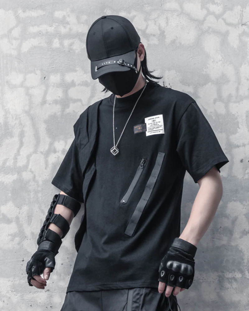 Techwear Functional Patchwork Cargo T-Shirt - Image 4