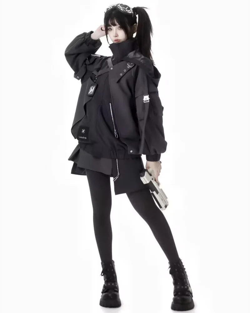 Techwear Girl Jacket And Skirt Cargo Pants Set(Sold Separately) - Image 8