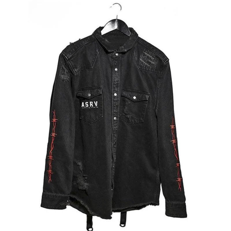 Techwear Harajuku Horns Denim Jacket - Image 7