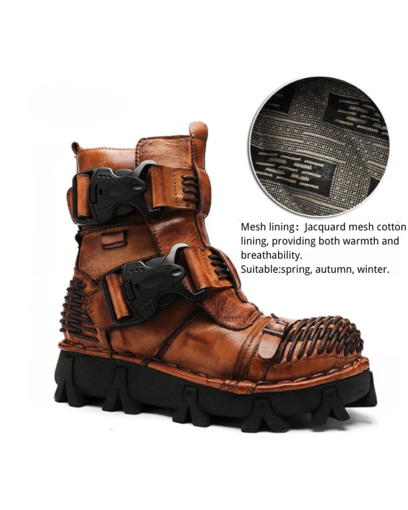 Techwear Harley Unisex Buckle Motorcycle Boots - Image 14