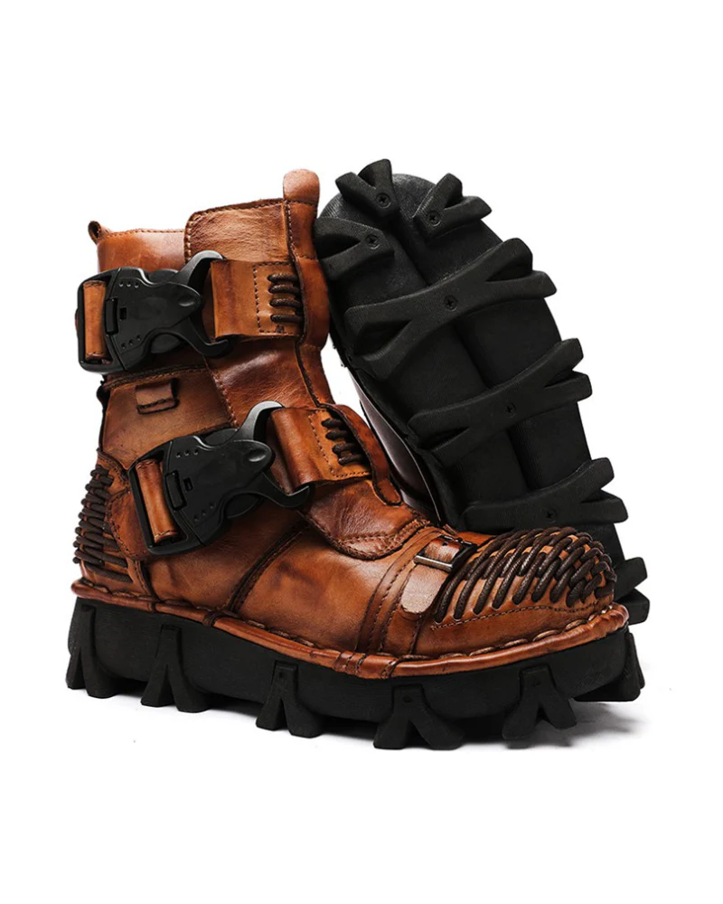 Techwear Harley Unisex Buckle Motorcycle Boots - Image 16
