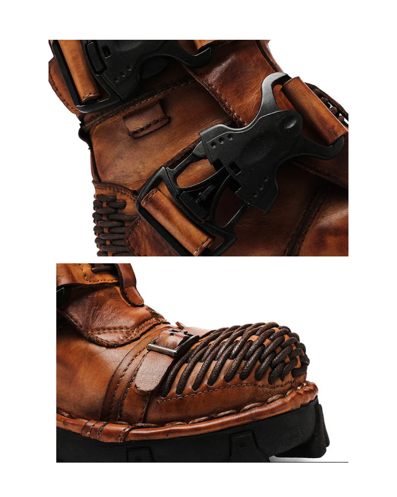 Techwear Harley Unisex Buckle Motorcycle Boots - Image 19