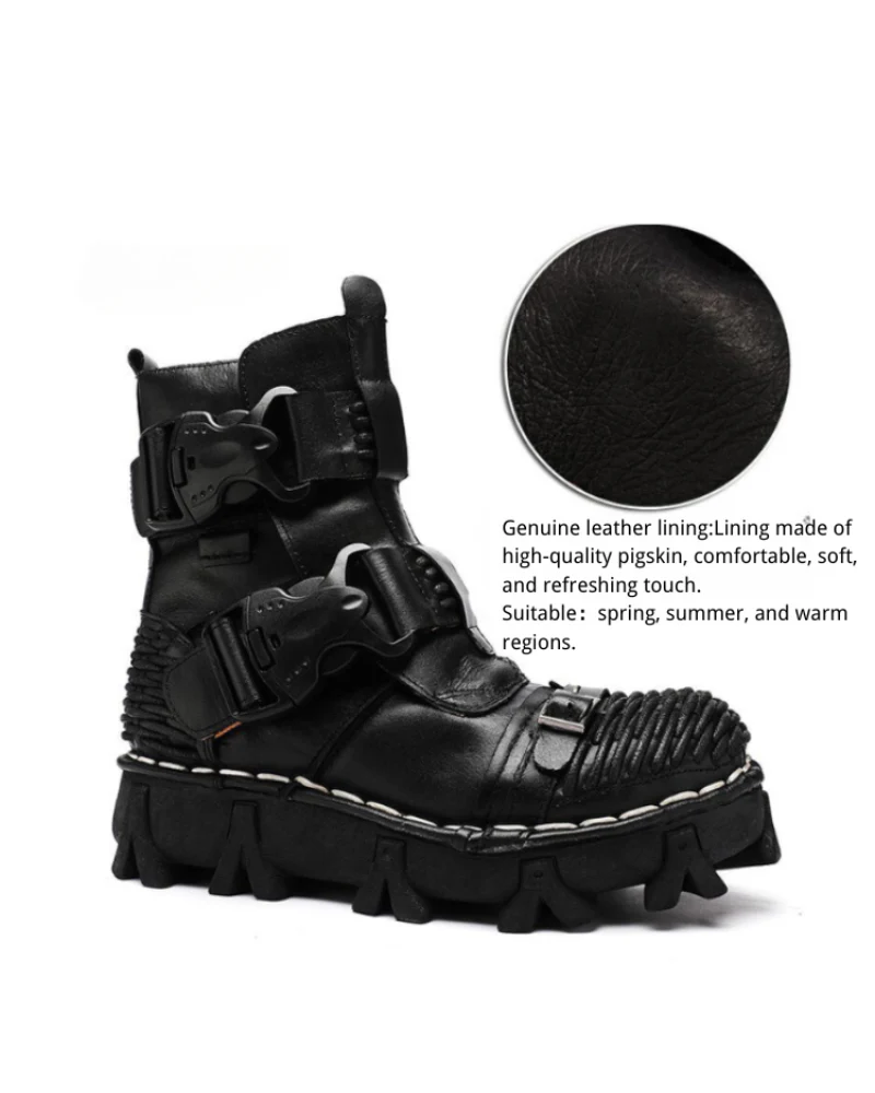 Techwear Harley Unisex Buckle Motorcycle Boots - Image 6