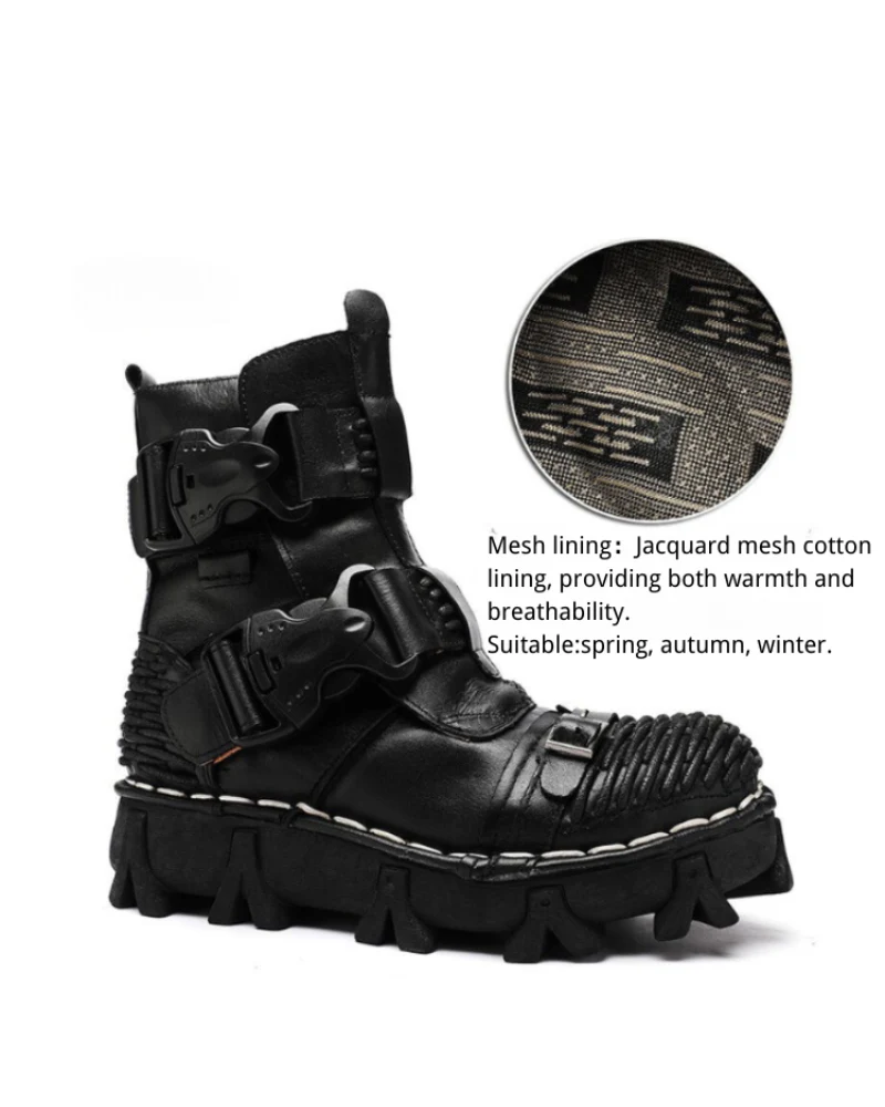 Techwear Harley Unisex Buckle Motorcycle Boots - Image 7