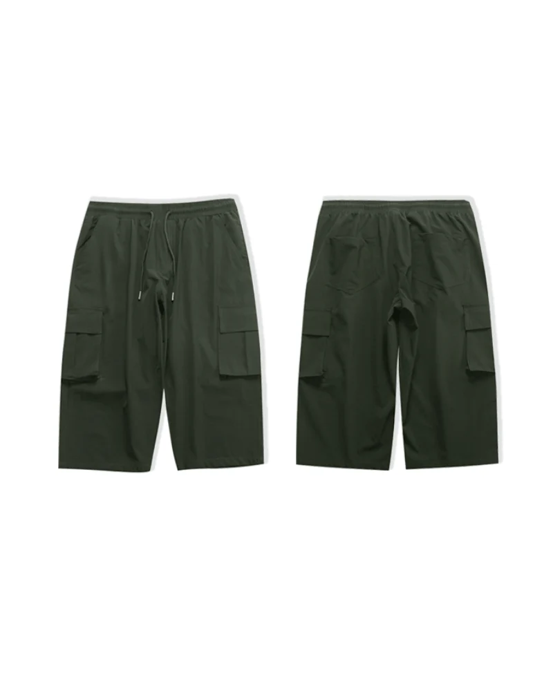 Techwear Men's Summer Ice Silk Cargo Capri Shorts - Image 8