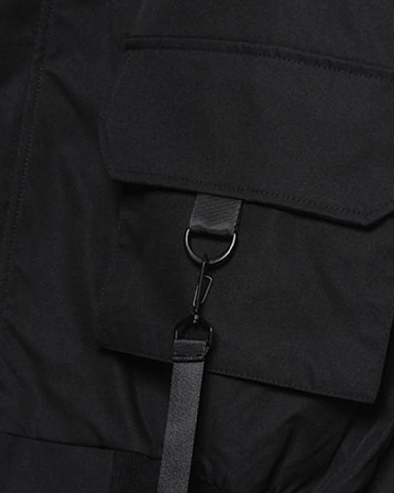 Techwear Outfits Ribbon Hooded Jacket - Image 12