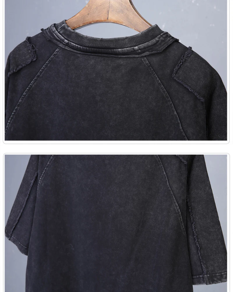 Techwear Oversized Distressed Cotton T-Shirt - Image 9